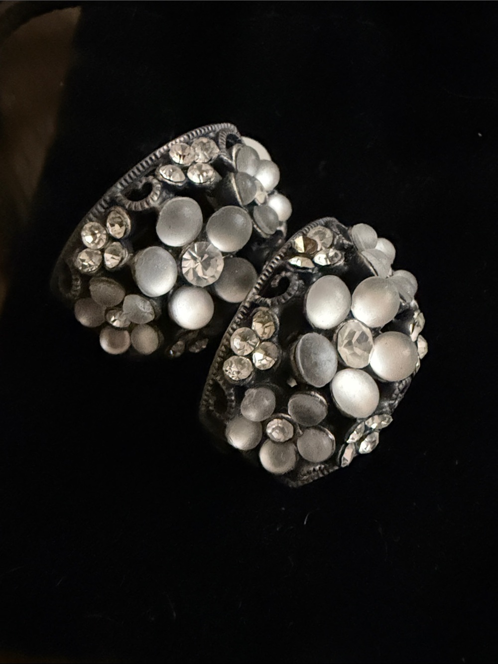 Silver Floral Cluster Statement Earrings